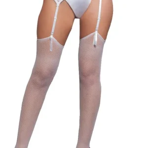 Seven Til Midnight White Fishnet Thigh High Stockings